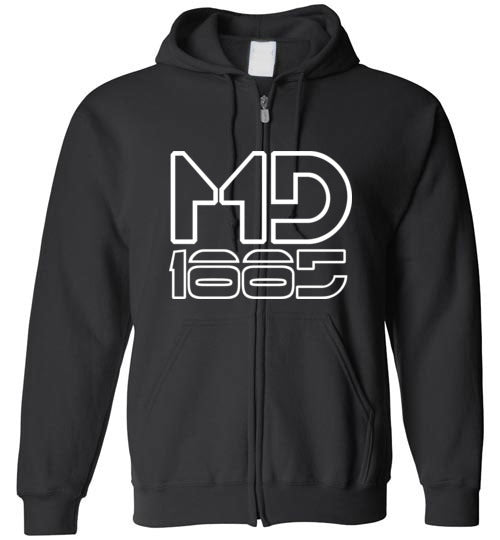 White Maddog1885 Zip-Up Hoodie