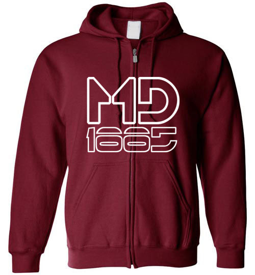White Maddog1885 Zip-Up Hoodie
