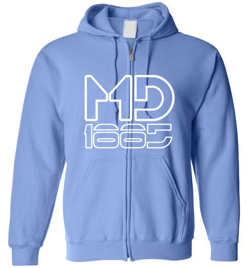 White Maddog1885 Zip-Up Hoodie