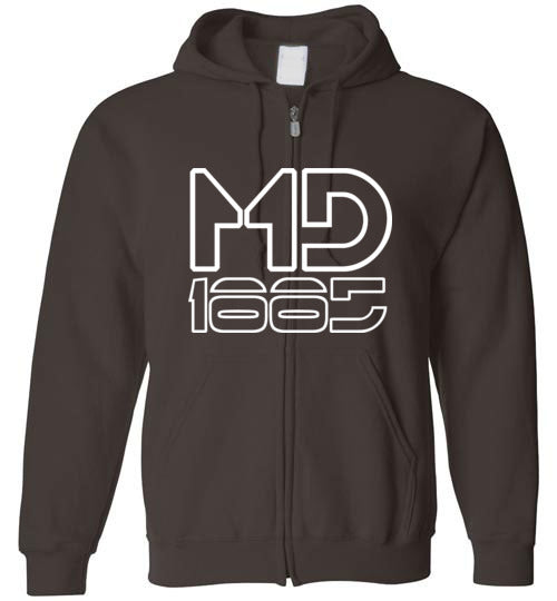 White Maddog1885 Zip-Up Hoodie