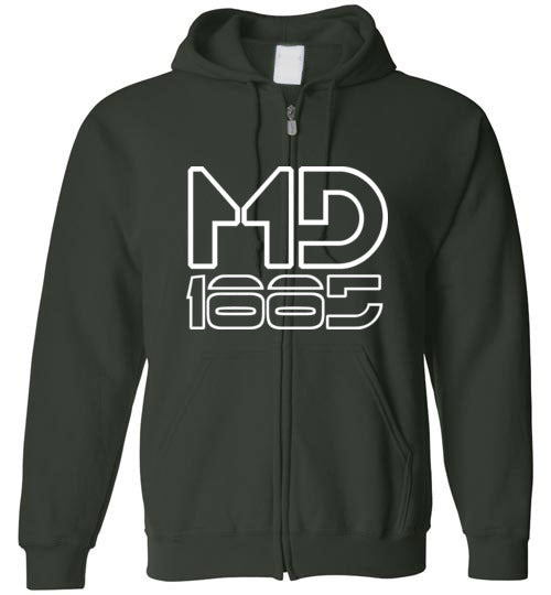 White Maddog1885 Zip-Up Hoodie