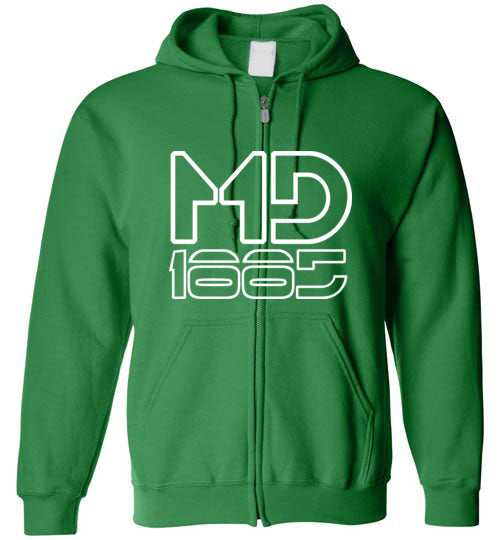 White Maddog1885 Zip-Up Hoodie