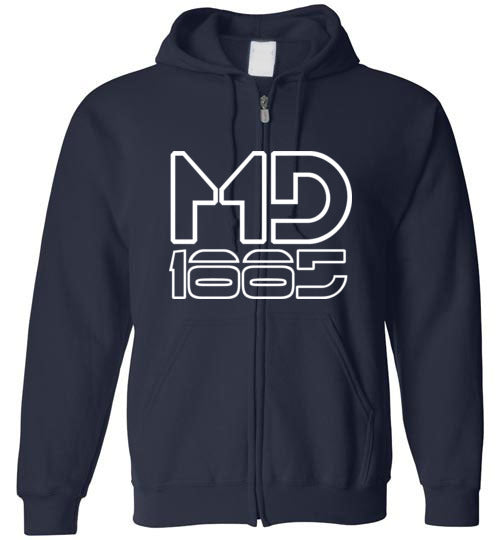 White Maddog1885 Zip-Up Hoodie