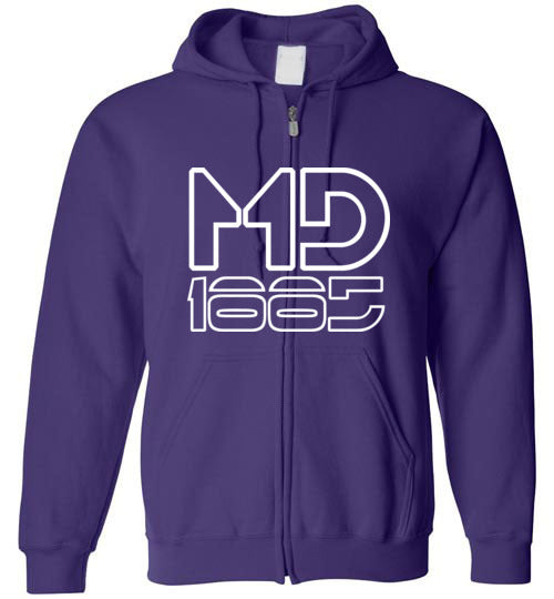 White Maddog1885 Zip-Up Hoodie