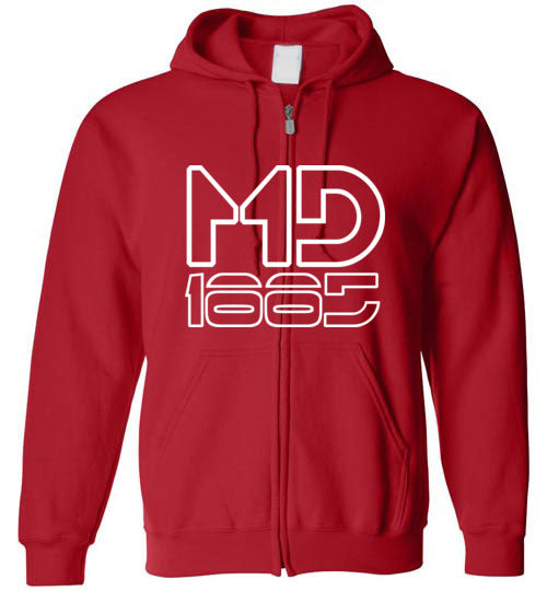 White Maddog1885 Zip-Up Hoodie