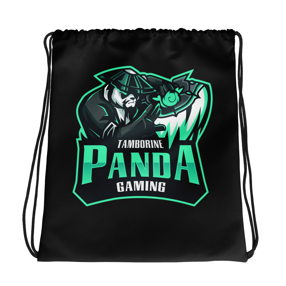 Tamborine Panda Gaming Drawstring Bag