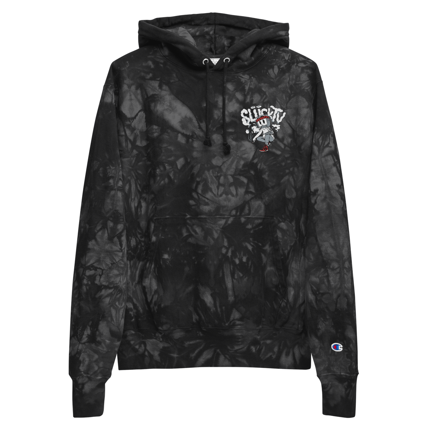SliickTV Embroidered Champion tie-dye hoodie