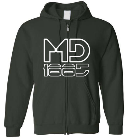White Maddog1885 Zip-Up Hoodie