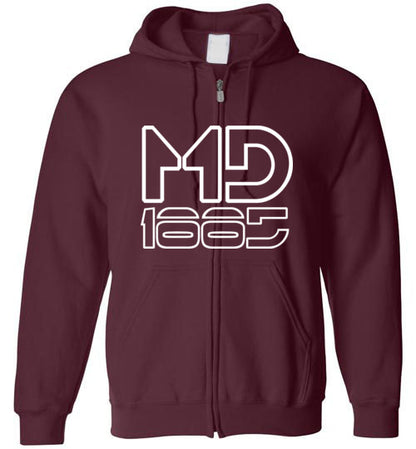 White Maddog1885 Zip-Up Hoodie