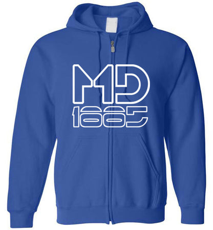 White Maddog1885 Zip-Up Hoodie